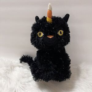 Hallmark Caticorn Plush Stuffed Animal Candy Corn Horn Halloween Black Cat